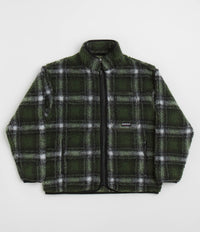 Gramicci Shadow Plaid Sherpa Jacket in Olive Shadow Plaid