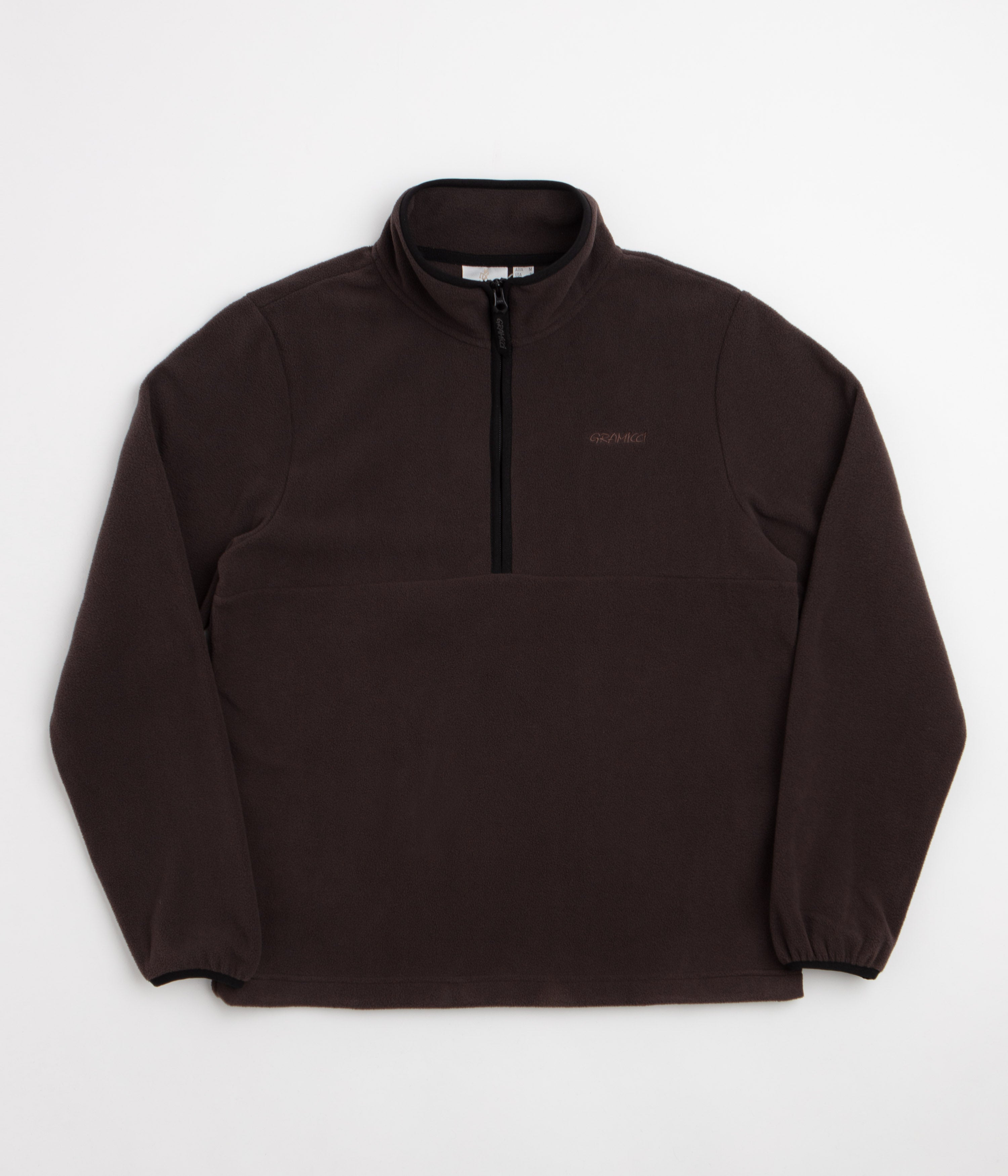 Gramicci Thermal Fleece Half Zip Sweatshirt in Deep Brown