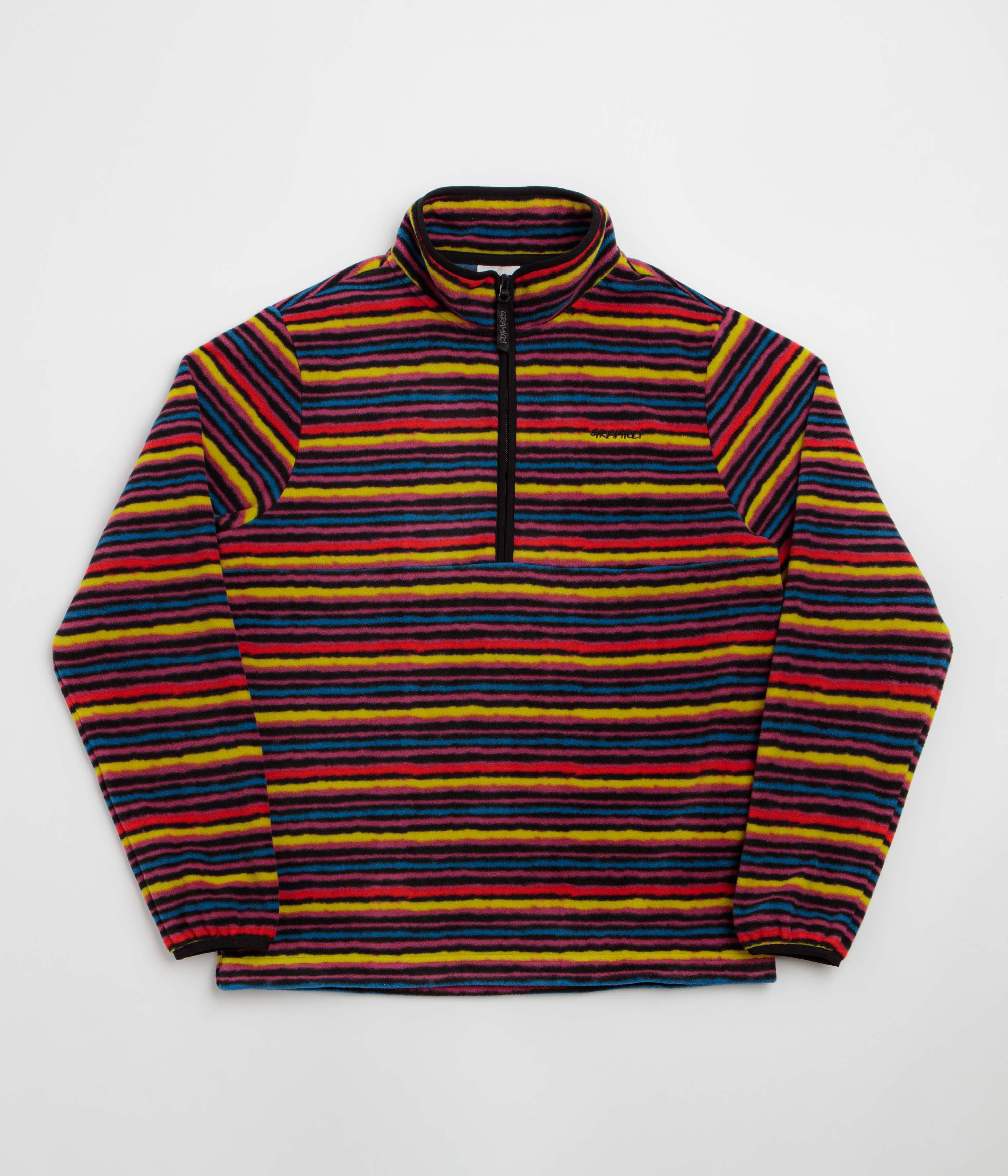 Gramicci Thermal Fleece Half Zip Sweatshirt in Multi-Stripe