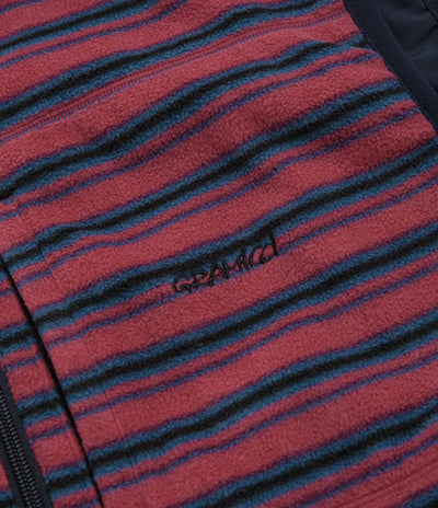 Gramicci Thermal Fleece Reversible Vest in Berry Stripe