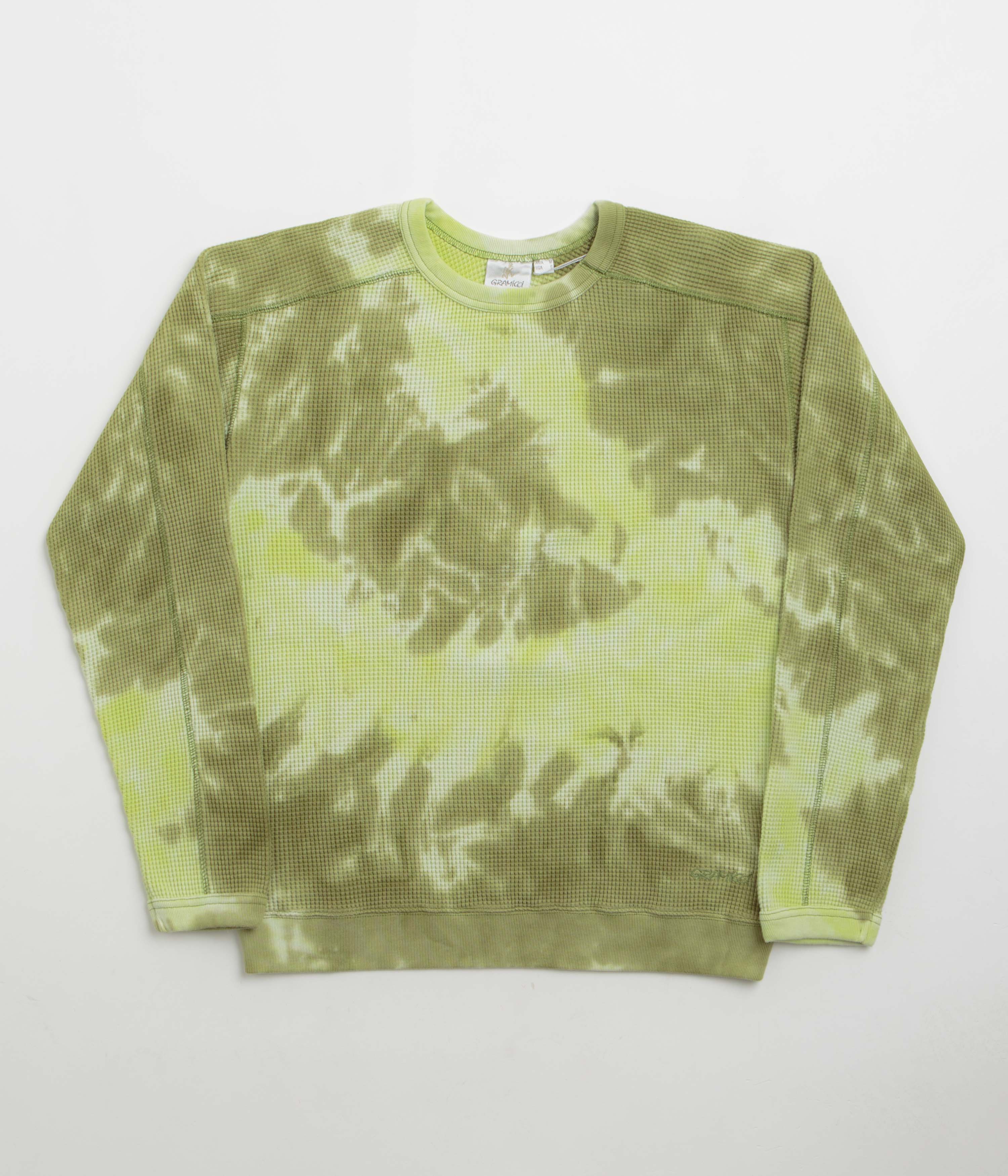 Gramicci Waffle Crewneck Sweatshirt in Jade Tie Dye