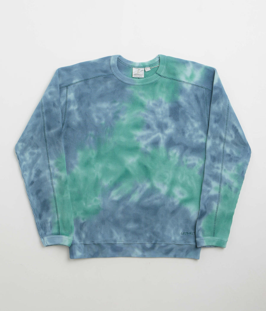 Gramicci Waffle Crewneck Sweatshirt in Turquoise Tie Dye