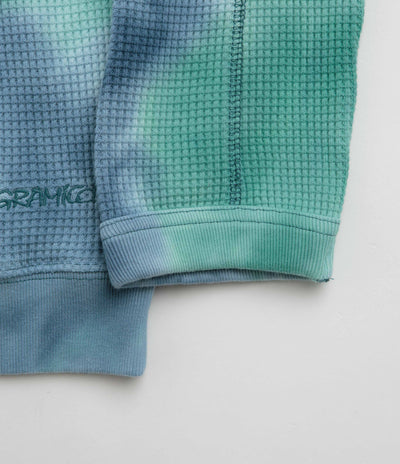 Gramicci Waffle Crewneck Sweatshirt in Turquoise Tie Dye