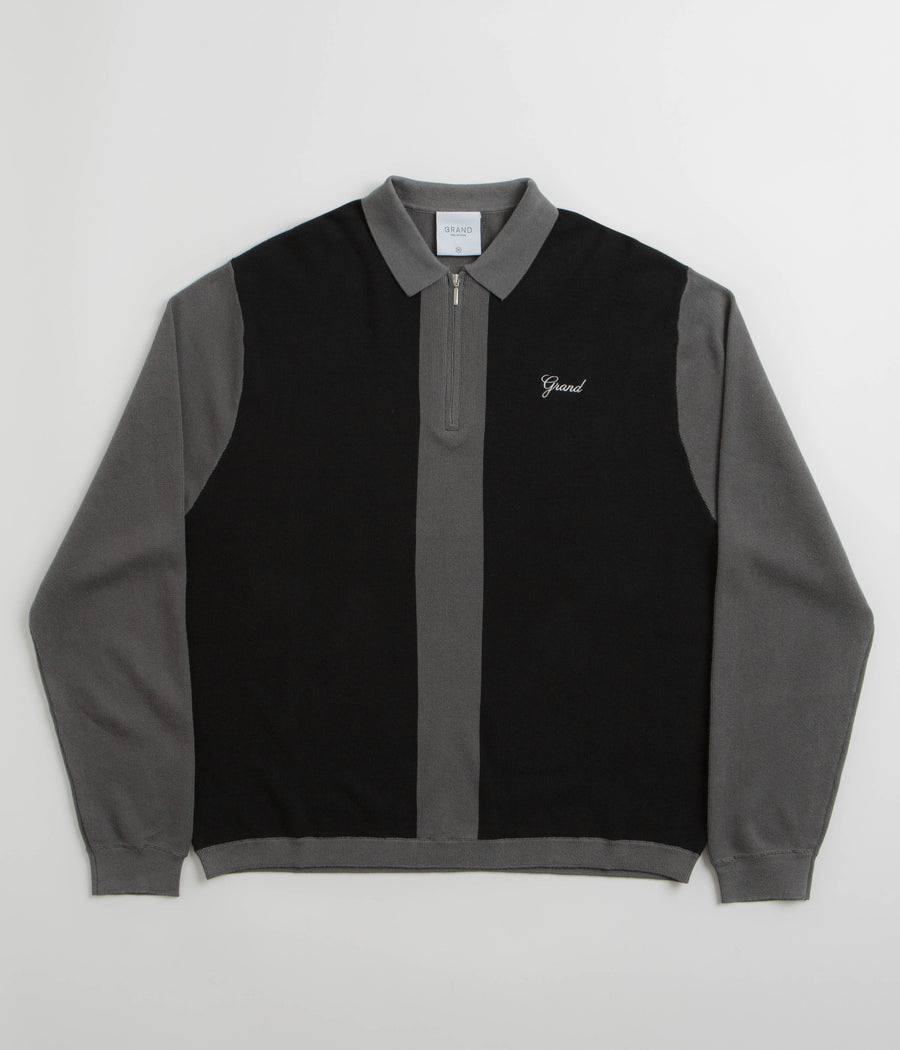 Grand Collection Knit 1/4 Zip Sweatshirt in Grey and Black