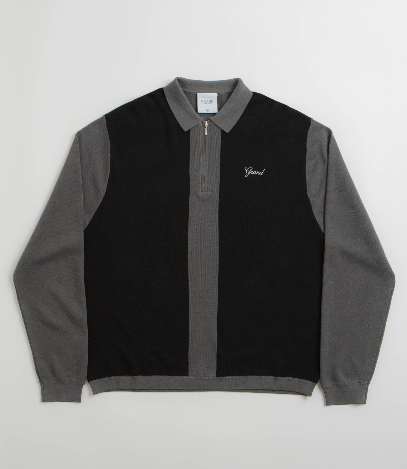 Grand Collection Knit 1 4 Zip Sweatshirt Grey Black Flatspot