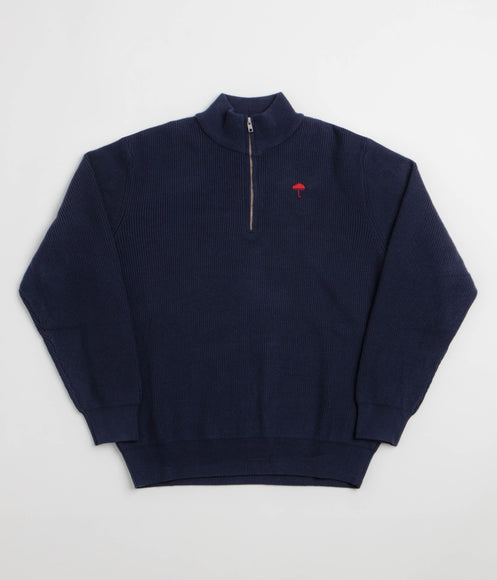 Helas Classic Knit Quarter Zip Sweatshirt - Navy