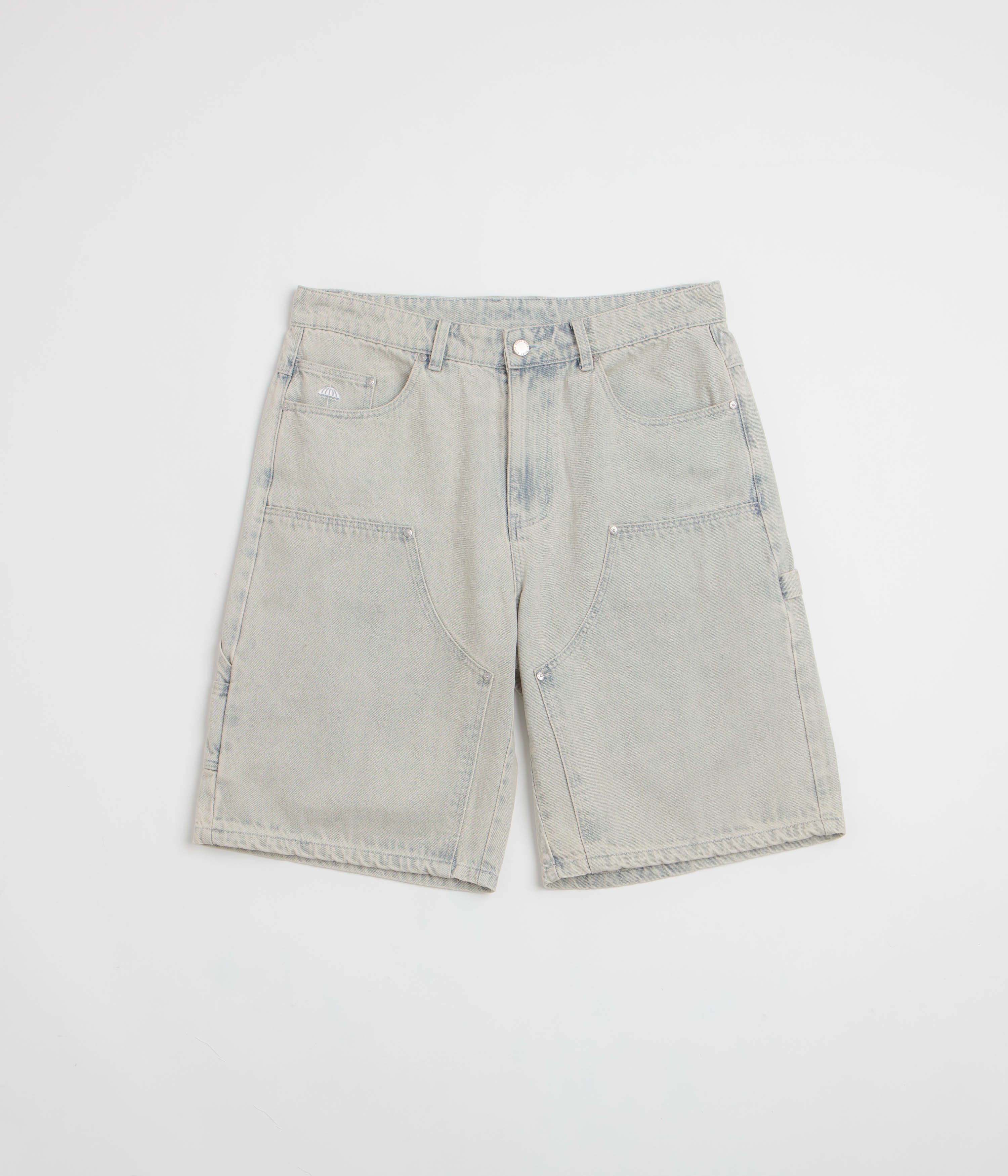 Helas Double Knee Jean Shorts - Light Blue