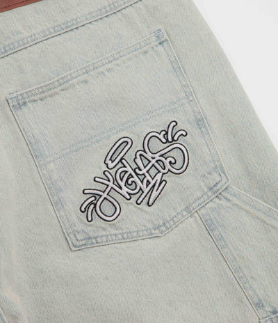 Helas Double Knee Jean Shorts - Light Blue