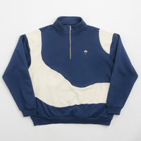 Helas Forma Quarter Zip Sweatshirt in Navy and Beige thumbnail