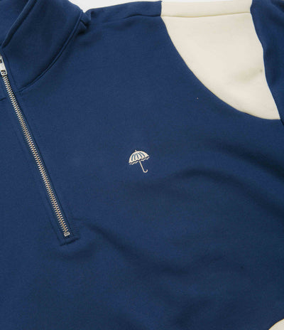 Helas Forma Quarter Zip Sweatshirt in Navy and Beige