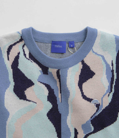 Helas Mirage Knit Crewneck Sweatshirt in Blue