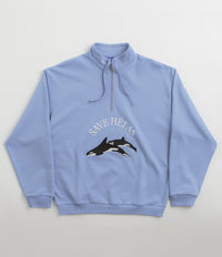 Helas Save Helas Quarter Zip Sweatshirt in Grey Blue