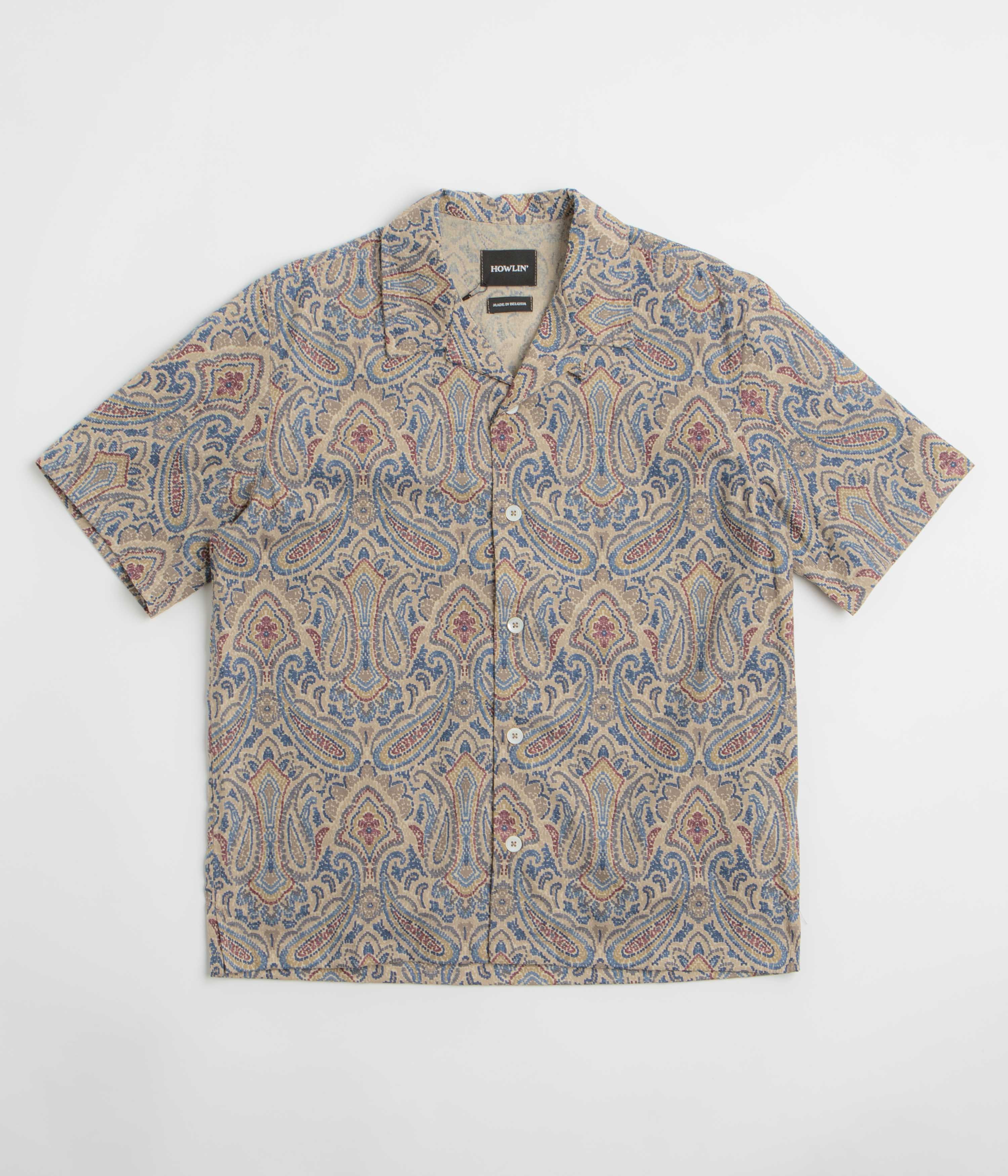 Howlin' Cocktail D’Amore Short Sleeve Shirt in Sand Psych Paisley