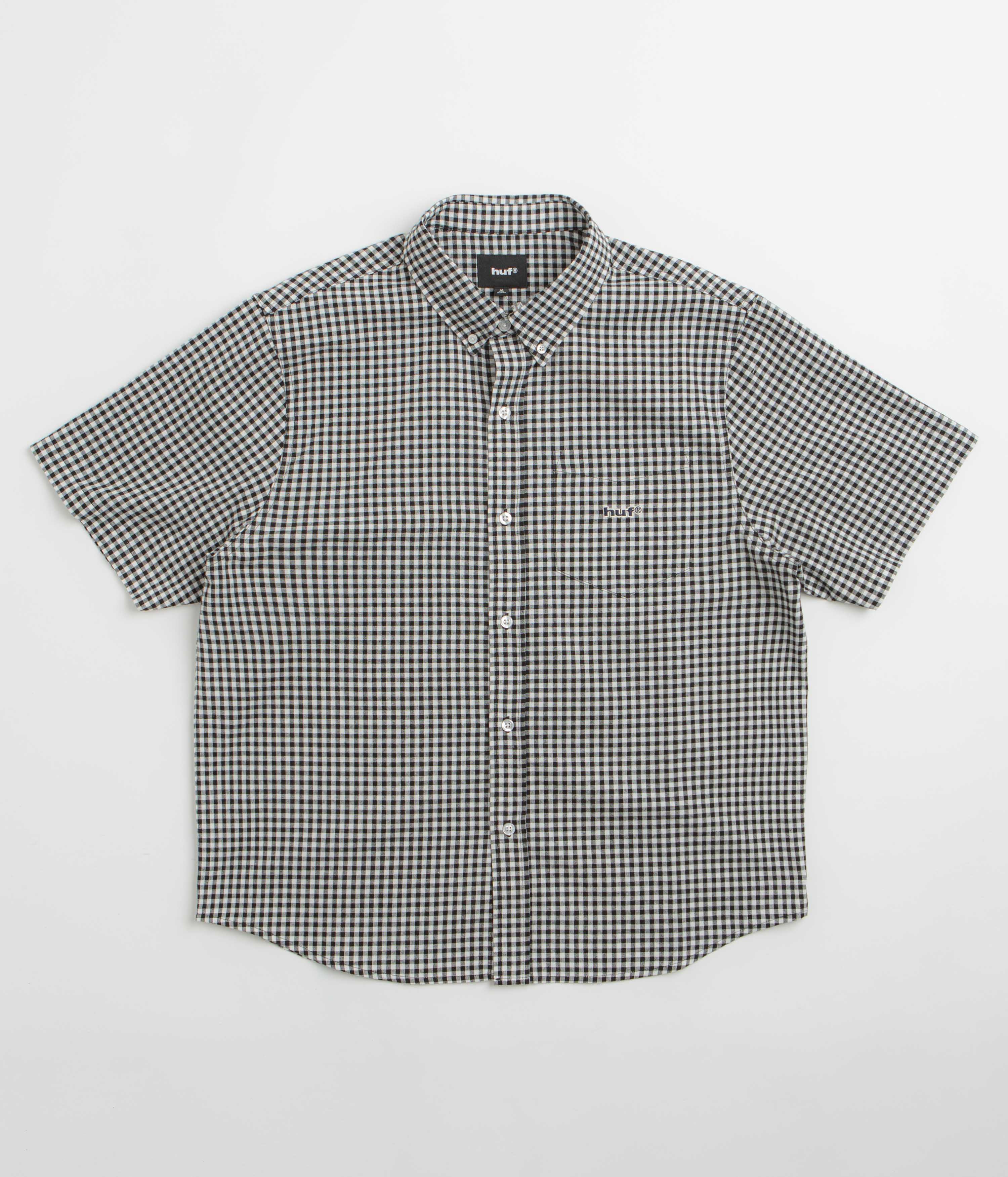 HUF 89 Micro Gingham Short Sleeve Oxford Shirt - Black / White