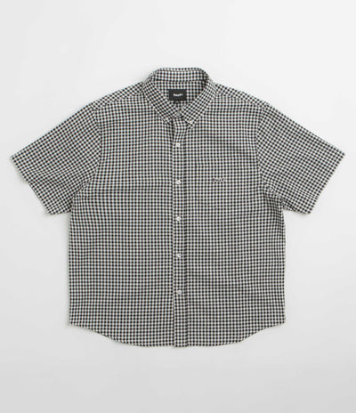 HUF 89 Micro Gingham Short Sleeve Oxford Shirt in Black and White