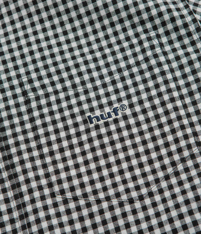 HUF 89 Micro Gingham Short Sleeve Oxford Shirt in Black and White