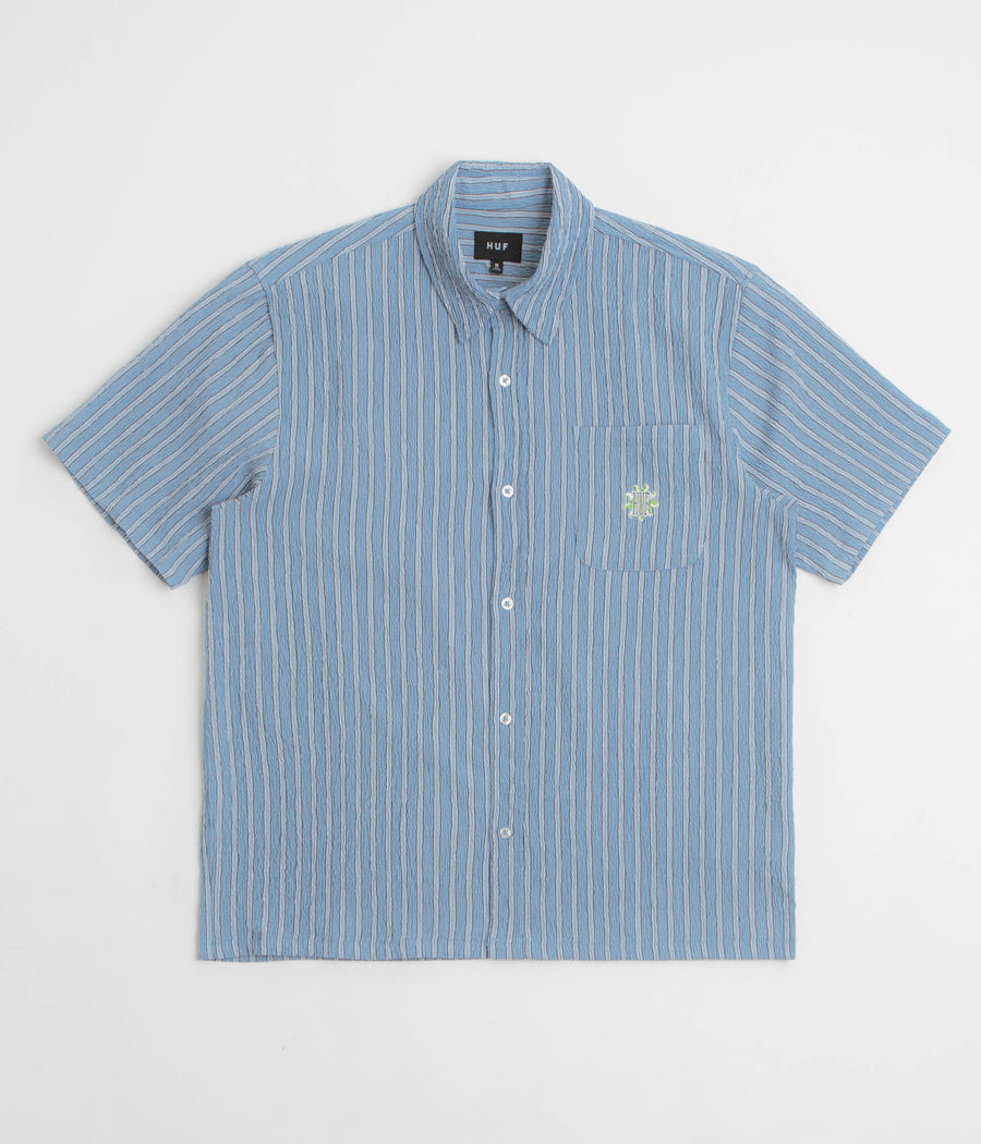 HUF Apollo Striped Short Sleeve Shirt in Pool Blue