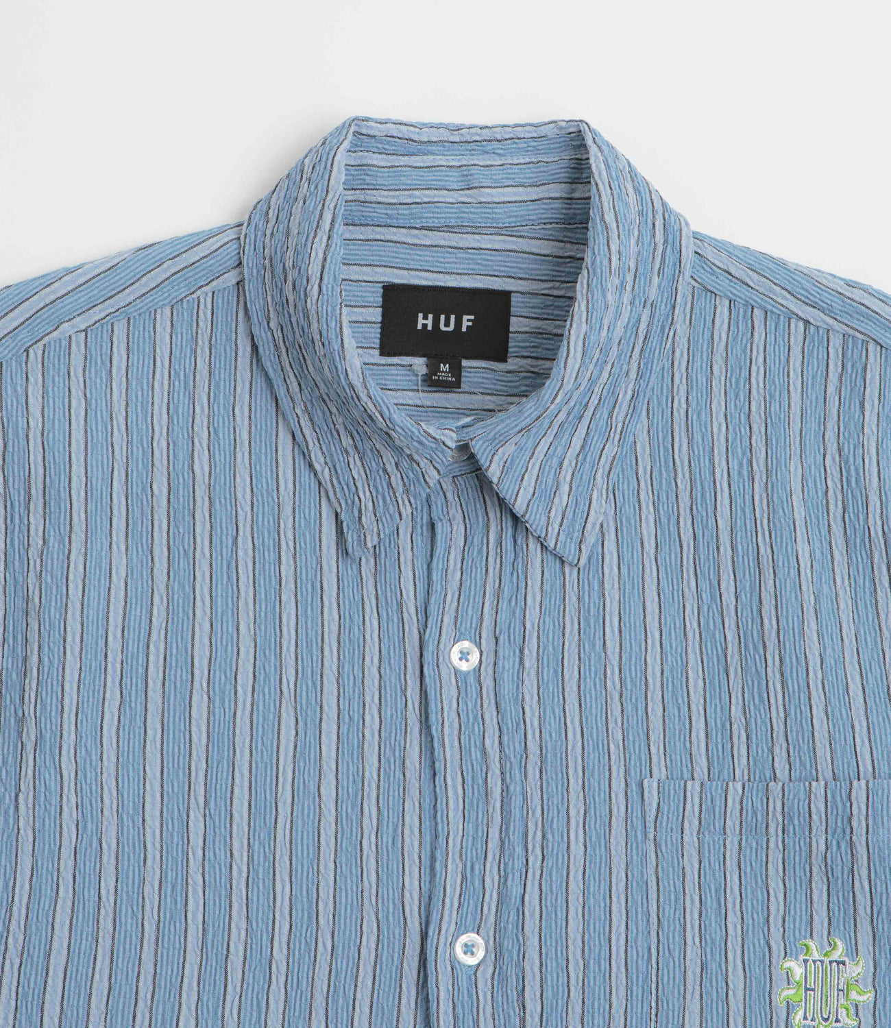 apollo dress shirt HUF Apollo Striped Short Sleeve Shirt - Pool Blue