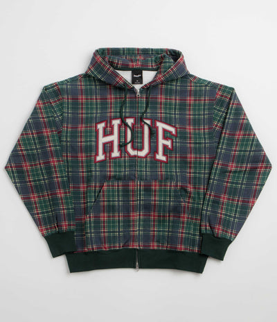 HUF Arch Plaid Full Zip Hoodie - Forest
