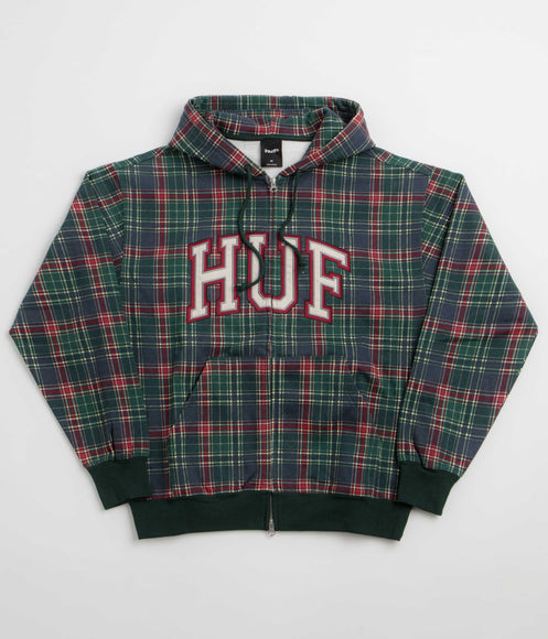 HUF Arch Plaid Full Zip Hoodie - Forest