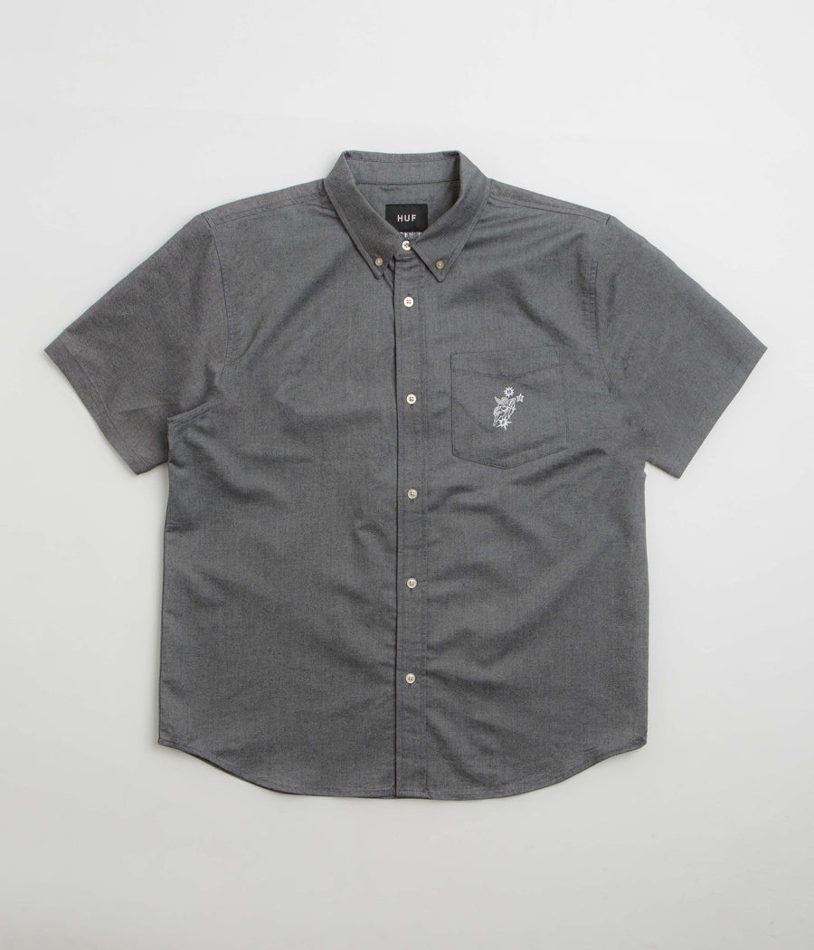 HUF Icarus Short Sleeve Oxford Shirt in Washed Black