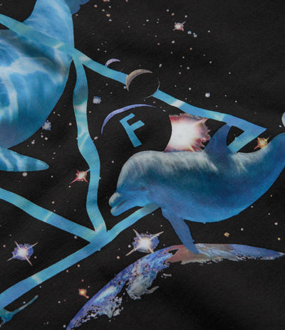 HUF Space Dolphins Wash Crewneck Sweatshirt - Black
