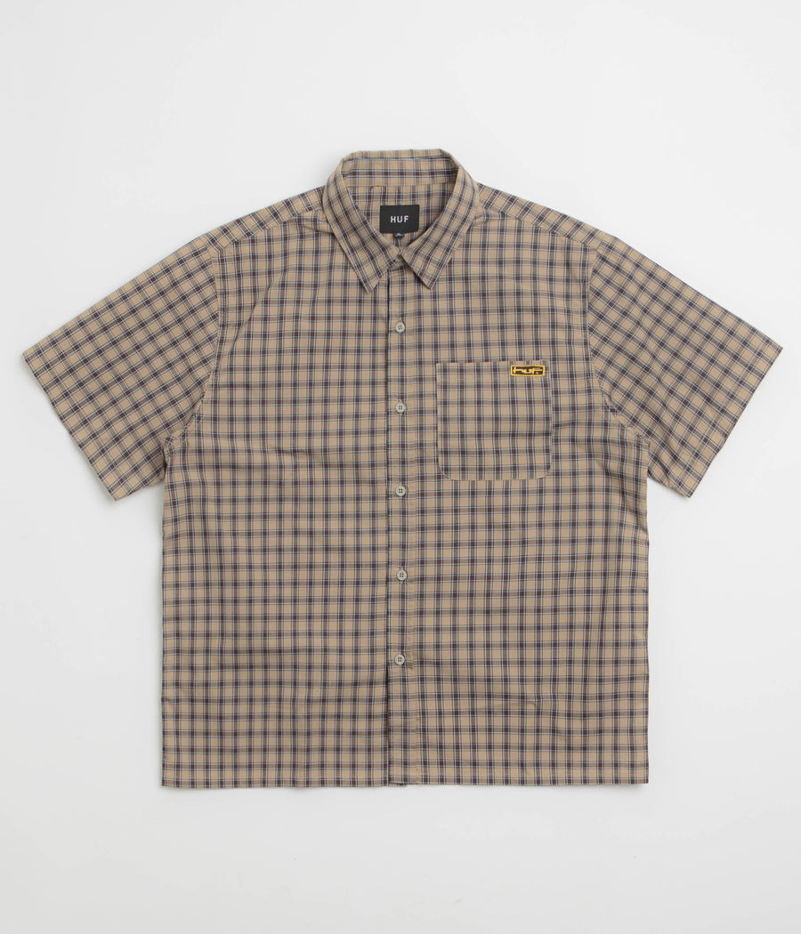 HUF Stretch Micro Plaid Short Sleeve Shirt in Clay