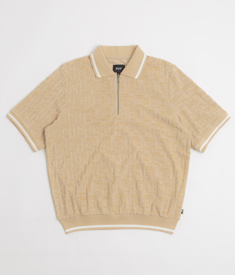 HUF Tether Jacquard 1/4 Zip Polo Shirt in Twill