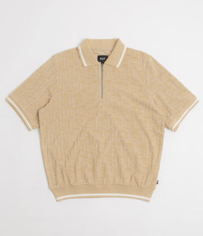 HUF Tether Jacquard 1/4 Zip Polo Shirt in Twill
