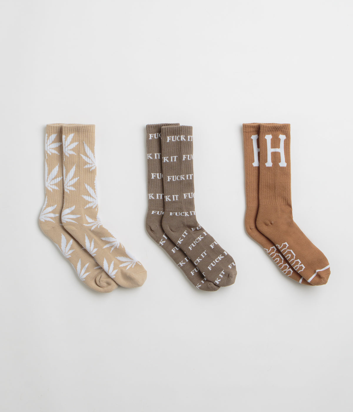 HUF Variety Socks (3 Pack) in Brown