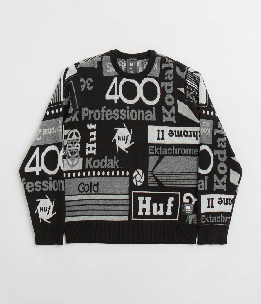 HUF x Kodak Dark Room Jacquard Knit Sweatshirt in Black