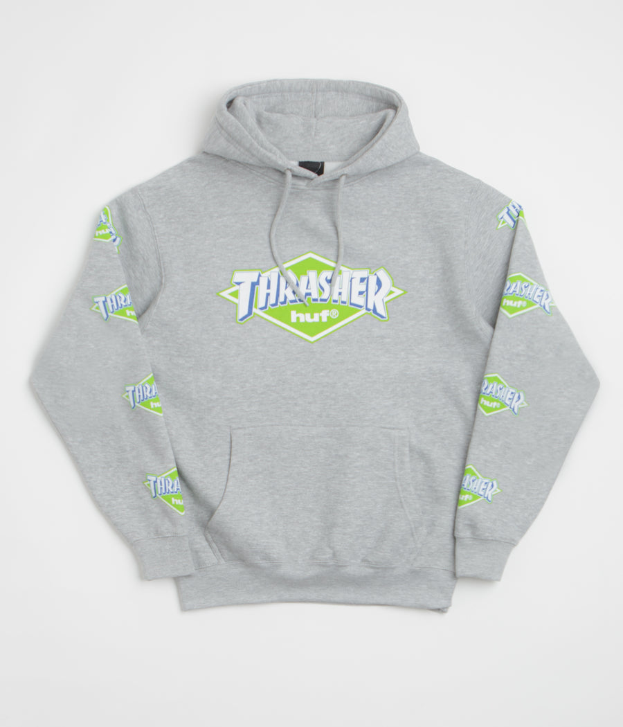 HUF x Thrasher Logo Hoodie - Heather Grey