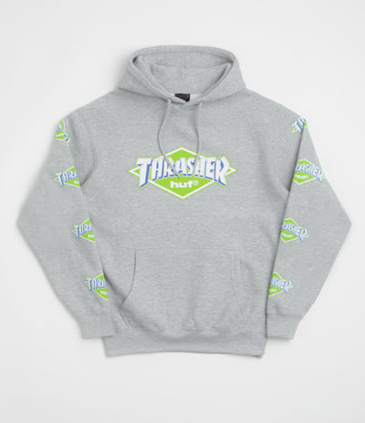 HUF x Thrasher Logo Hoodie - Heather Grey