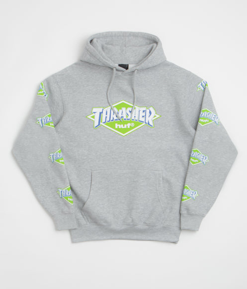HUF x Thrasher Logo Hoodie - Heather Grey