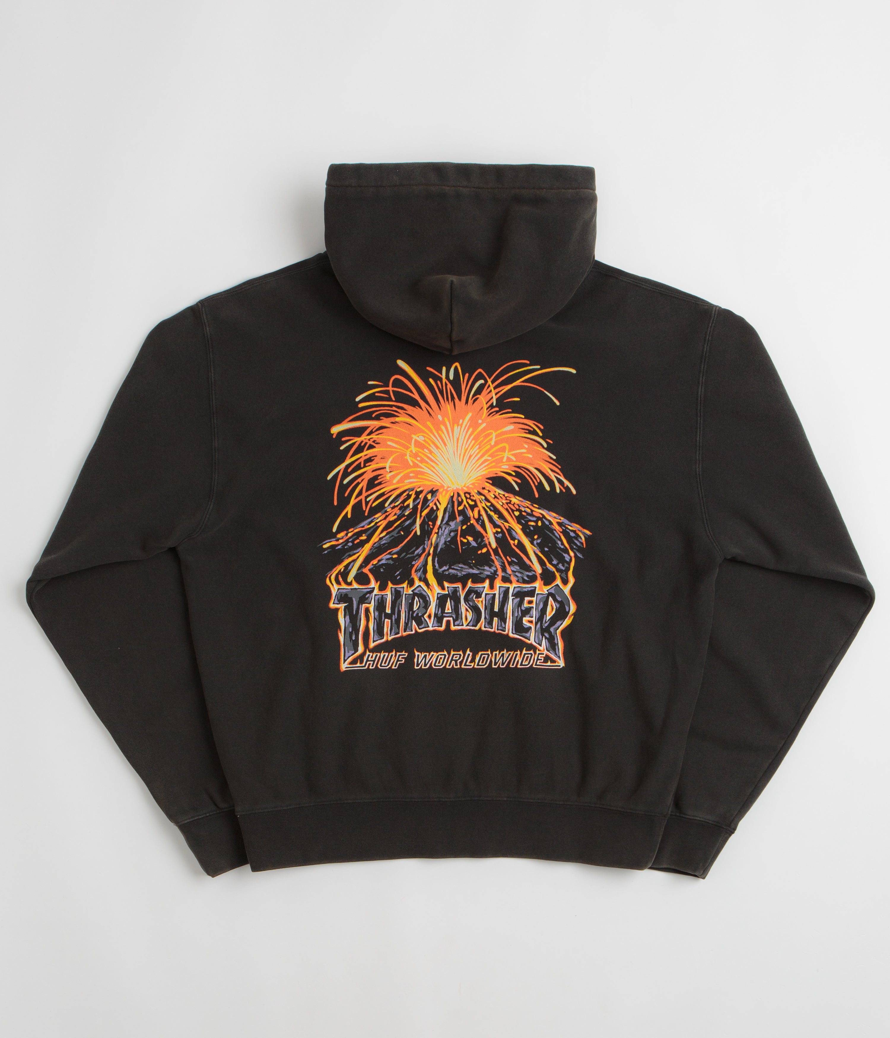 HUF x Thrasher Meltdown Hoodie - Washed Black