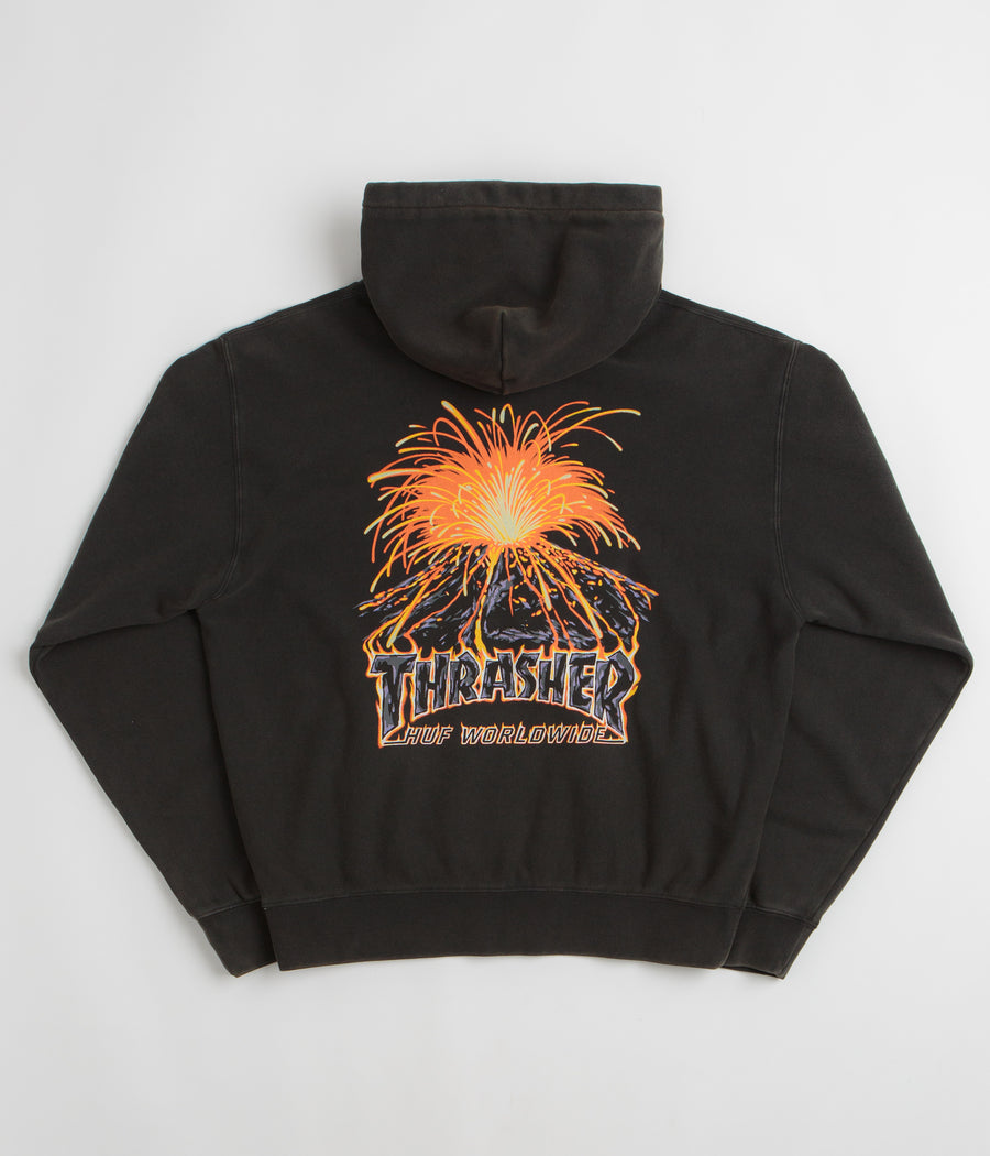 HUF x Thrasher Meltdown Hoodie - Washed Black