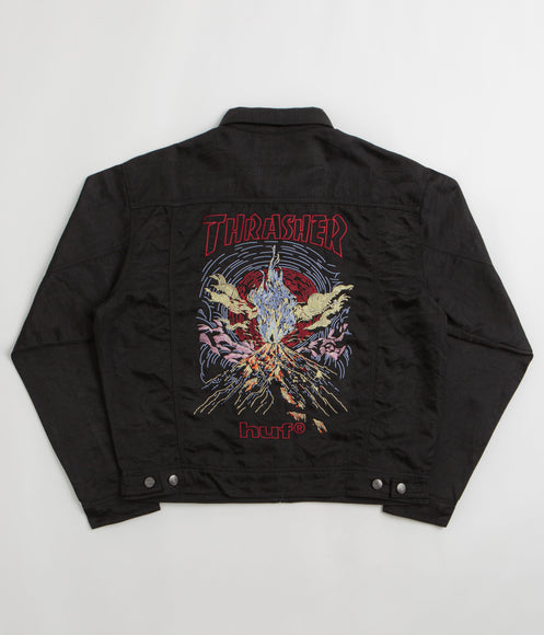HUF x Thrasher Trucker Jacket - Black