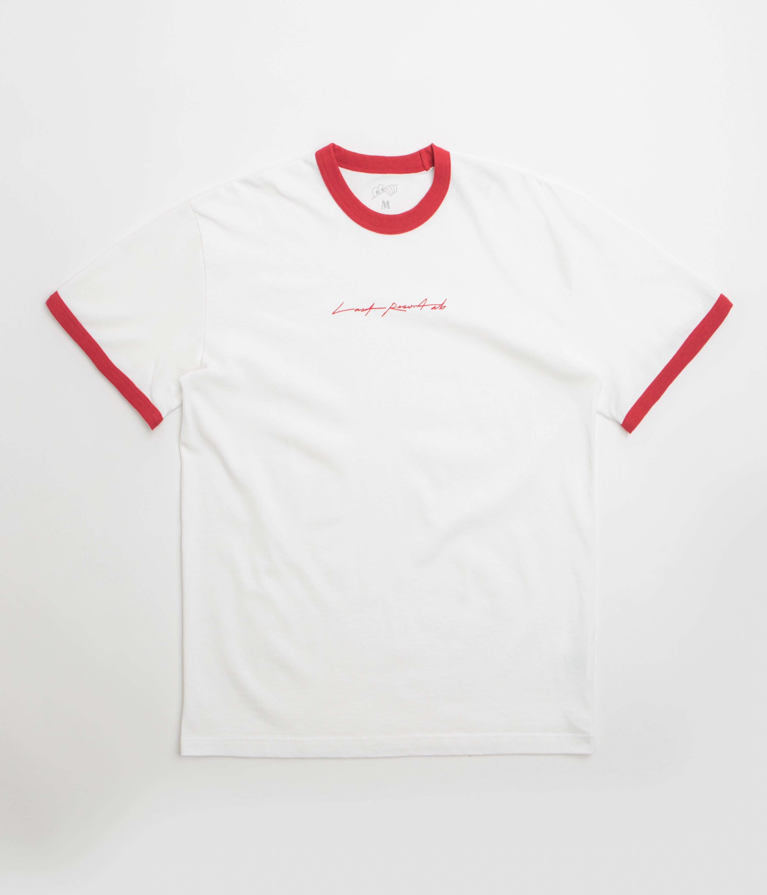 Last Resort AB Signature Ringer T-Shirt in White and Old Red
