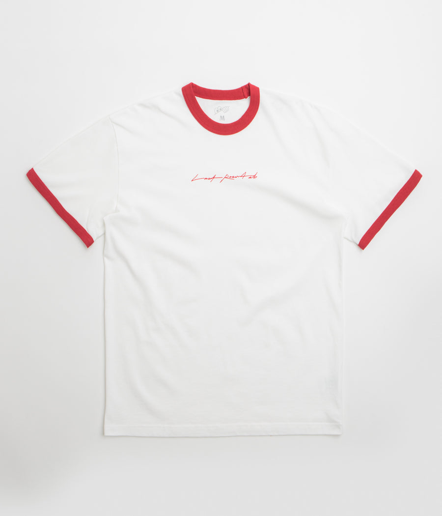 Last Resort AB Signature Ringer T-Shirt in White and Old Red