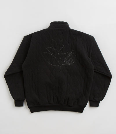 Magenta Lunar Quilted High Neck Sweatshirt - Black