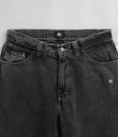 Magenta OG Stitch Jeans in Distressed Black Denim