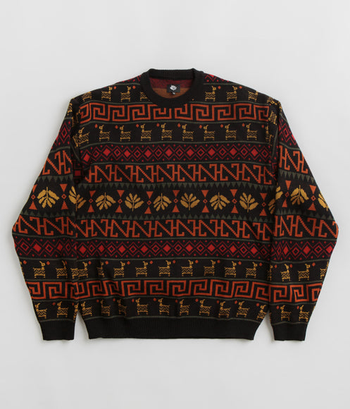 Magenta Peru Knit Crewneck Sweatshirt - Black