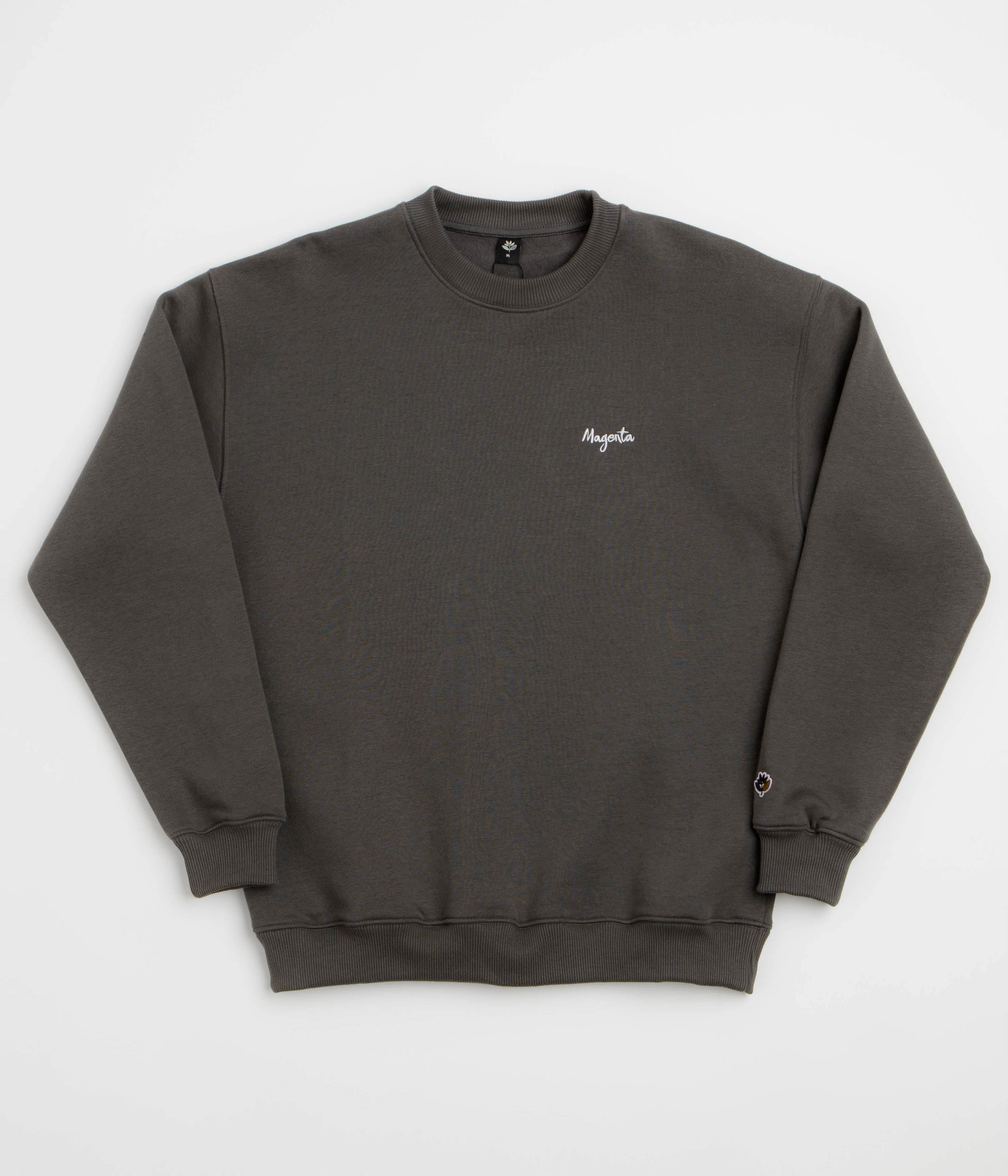 Magenta Script Crewneck Sweatshirt - Dark Charcoal