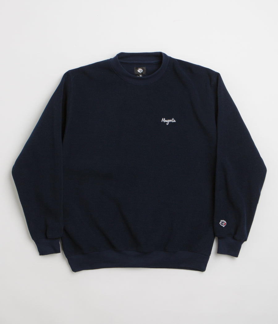 Magenta Script Crewneck Sweatshirt in Navy