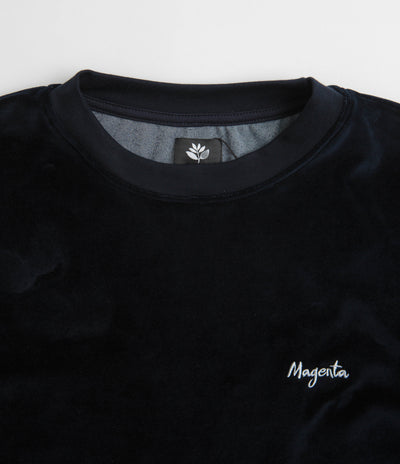 Magenta Velours T-Shirt in Navy