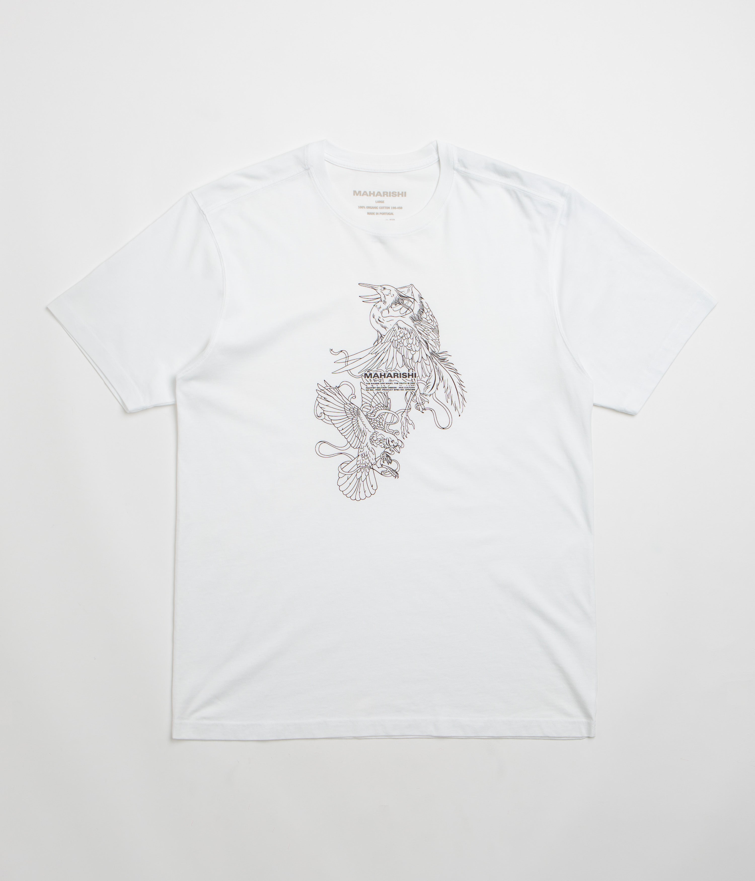 Maharishi Crow & Heron Miltype T-Shirt in White