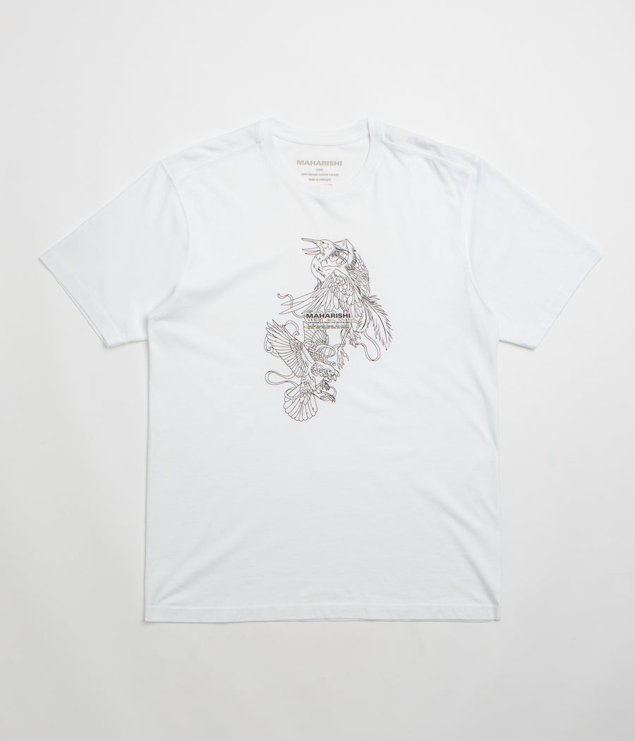 Maharishi Crow & Heron Miltype T-Shirt in White
