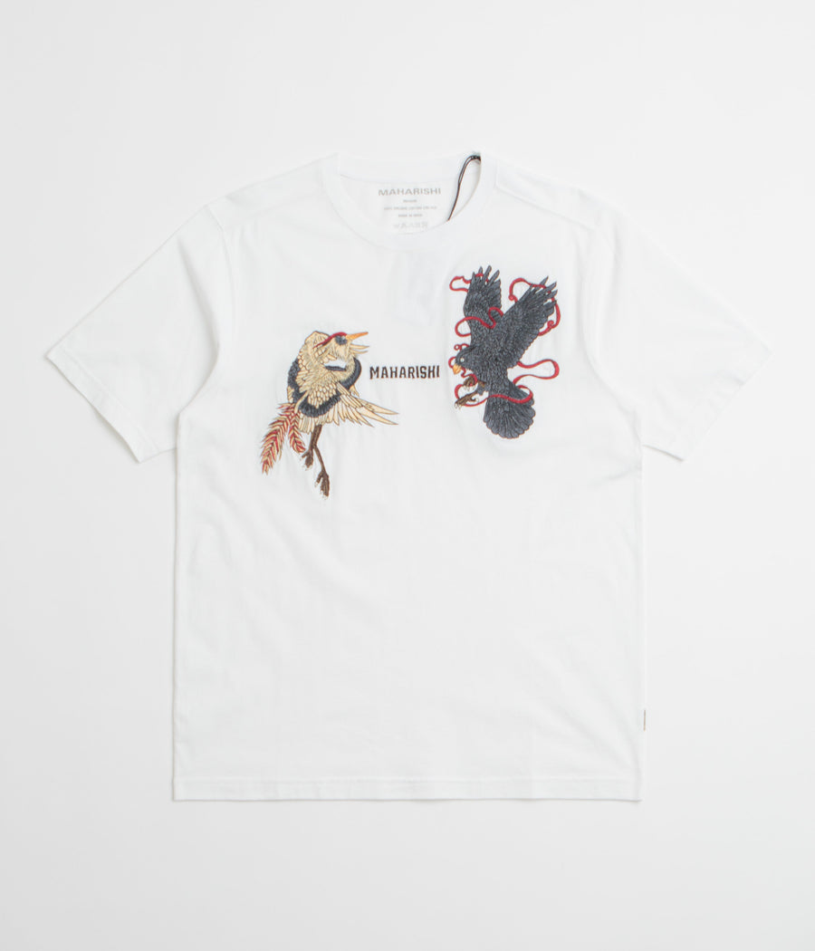 Maharishi Embroidered Black Crow White Heron T-Shirt in White