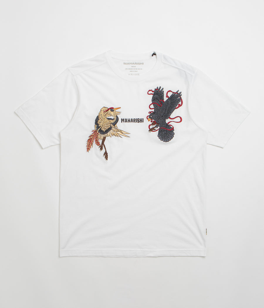 Maharishi Embroidered Black Crow White Heron T-Shirt - White