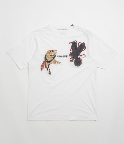 Maharishi Embroidered Black Crow White Heron T-Shirt in White